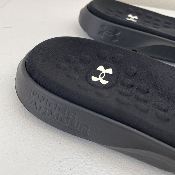 NEW $40 Under Armour Mens Size 17 UA Ignite Pro SL Slide Sandals Black White - Picture 6 of 8
